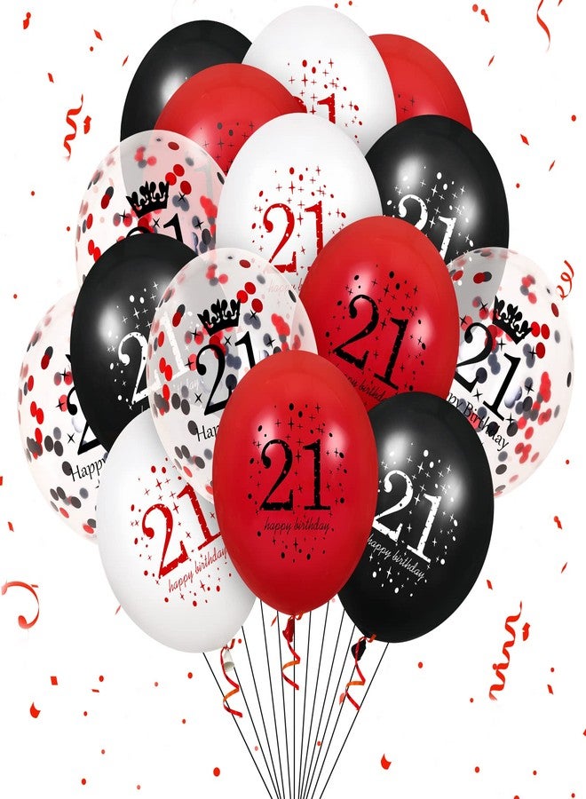 Yoirrat 21st Birthday Balloons for Women, 16Pcs Red Black Happy 21st Birthday Balloons Decorations for Women Men 21 Years Old Party Decor Supplies 12 inches - Image 1